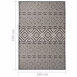 vidaXL Outdoor Flatweave Rug Patio Garden Runner Mat Area Rug Floor Carpet - black stripes, 160 x 230 cm - Additional view 3