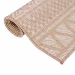 vidaXL Outdoor Flatweave Rug Patio Garden Runner Mat Area Rug Floor Carpet - brown stripes, 120 x 170 cm - Additional view 2