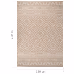 vidaXL Outdoor Flatweave Rug Patio Garden Runner Mat Area Rug Floor Carpet - brown stripes, 120 x 170 cm - Additional view 3