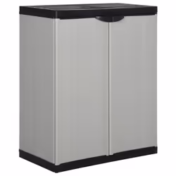 vidaXL Garden Storage Cabinet with 1 Shelf Grey&Black Cupboard Utility Cabinet