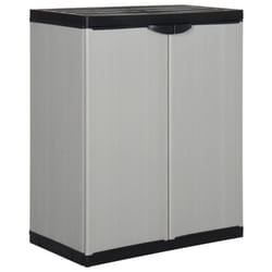 vidaXL Garden Storage Cabinet with 1 Shelf Grey&Black Cupboard Utility Cabinet