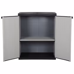 vidaXL Garden Storage Cabinet with 1 Shelf Grey&Black Cupboard Utility Cabinet