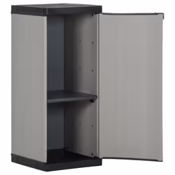 vidaXL Garden Storage Cabinet with 1 Shelf Grey and Black Utility Cabinet Rack