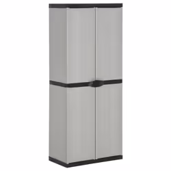 vidaXL Garden Storage Cabinet with 3 Shelves Grey & Black Utility Cabinet Rack