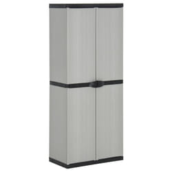 vidaXL Garden Storage Cabinet with 3 Shelves Grey & Black Utility Cabinet Rack