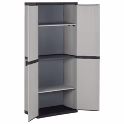 vidaXL Garden Storage Cabinet with 3 Shelves Grey & Black Utility Cabinet Rack