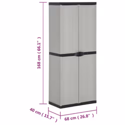 vidaXL Garden Storage Cabinet with 3 Shelves Grey & Black Utility Cabinet Rack