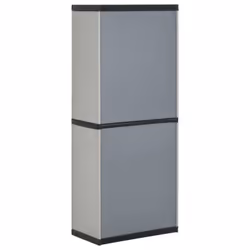 vidaXL Garden Storage Cabinet with 3 Shelves Grey & Black Utility Cabinet Rack - Additional view 5