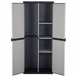 vidaXL Garden Storage Cabinet with 3 Shelves Grey & Black Utility Cabinet