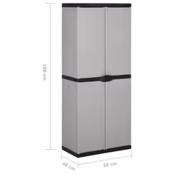vidaXL Garden Storage Cabinet with 3 Shelves Grey & Black Utility Cabinet