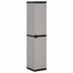 vidaXL Garden Storage Cabinet with 3 Shelves Grey & Black Cupboard Locker Rack