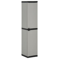 vidaXL Garden Storage Cabinet with 3 Shelves Grey & Black Cupboard Locker Rack