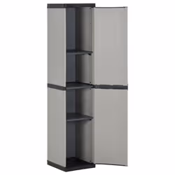 vidaXL Garden Storage Cabinet with 3 Shelves Grey & Black Cupboard Locker Rack