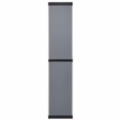 vidaXL Garden Storage Cabinet with 3 Shelves Grey & Black Cupboard Locker Rack - Additional view 4
