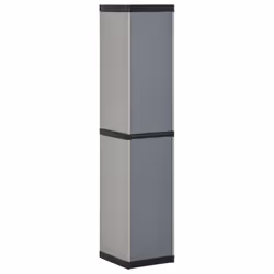 vidaXL Garden Storage Cabinet with 3 Shelves Grey & Black Cupboard Locker Rack - Additional view 5