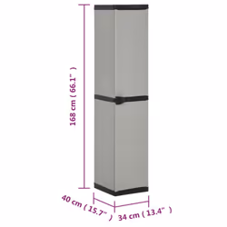 vidaXL Garden Storage Cabinet with 3 Shelves Grey & Black Cupboard Locker Rack - Additional view 8