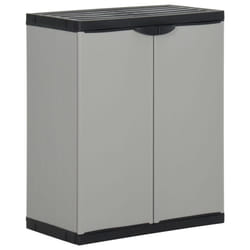 vidaXL Garden Waste Cabinet Grey and Black PP Trash Bin Rubbish Separator Sack