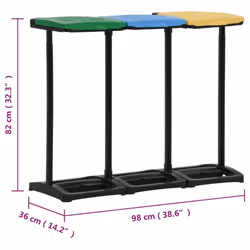 vidaXL Bin Bag Stands with Lid 240-330 L Multicolour PP Garbage Bag Holder - Additional view 7