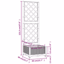 vidaXL Garden Planter with Trellis Plant Pot Flower Pot Planter Blue Grey PP - Additional view 8