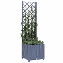 vidaXL Garden Planter with Trellis Plant Pot Flower Pot Planter Blue Grey PP - Additional view 4