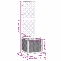 vidaXL Garden Planter with Trellis Plant Pot Flower Pot Planter Blue Grey PP - Additional view 9
