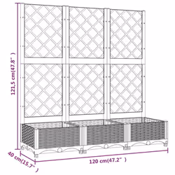 vidaXL Garden Planter with Trellis Plant Pot Flower Pot Planter Blue Grey PP