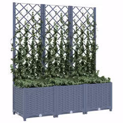 vidaXL Garden Planter with Trellis Plant Pot Flower Pot Planter Blue Grey PP - Additional view 5