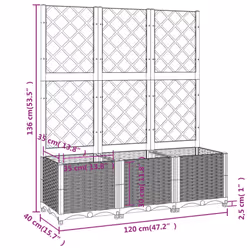 vidaXL Garden Planter with Trellis Plant Pot Flower Pot Planter Blue Grey PP - Additional view 9
