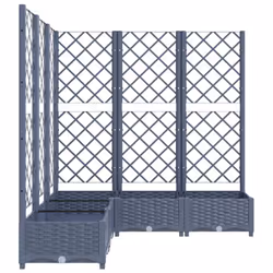 vidaXL Garden Planter with Trellis Plant Pot Flower Pot Planter Blue Grey PP - Additional view 6