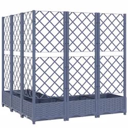 vidaXL Garden Planter with Trellis Plant Pot Flower Pot Planter Blue Grey PP - Additional view 7
