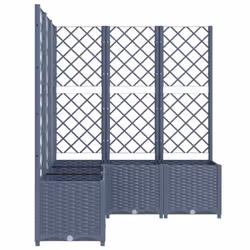 vidaXL Garden Planter with Trellis Plant Pot Flower Pot Planter Blue Grey PP - Additional view 5