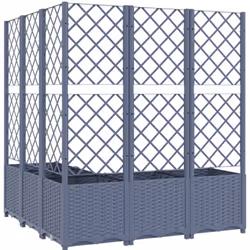 vidaXL Garden Planter with Trellis Plant Pot Flower Pot Planter Blue Grey PP - Additional view 6