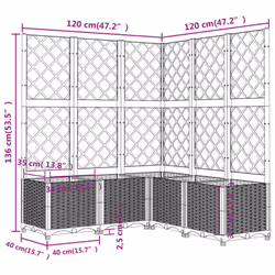 vidaXL Garden Planter with Trellis Plant Pot Flower Pot Planter Blue Grey PP - Additional view 8