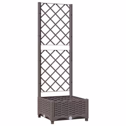 vidaXL Garden Planter with Trellis Brown PP Outdoor Raised Bed Flower Box
