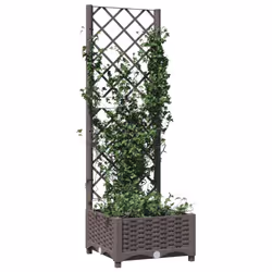 vidaXL Garden Planter with Trellis Brown PP Outdoor Raised Bed Flower Box