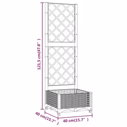 vidaXL Garden Planter with Trellis Brown PP Outdoor Raised Bed Flower Box