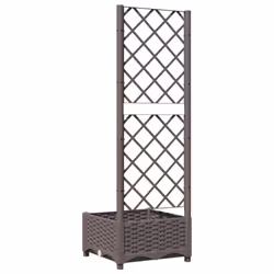 vidaXL Garden Planter with Trellis Brown PP Outdoor Raised Bed Flower Box - Additional view 5