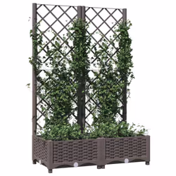 vidaXL Garden Planter with Trellis Brown PP Outdoor Raised Bed Flower Box