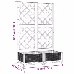 vidaXL Garden Planter with Trellis Brown PP Outdoor Raised Bed Flower Box