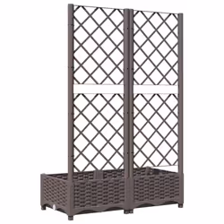 vidaXL Garden Planter with Trellis Brown PP Outdoor Raised Bed Flower Box - Additional view 5