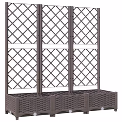vidaXL Garden Planter with Trellis Brown PP Outdoor Raised Bed Flower Box