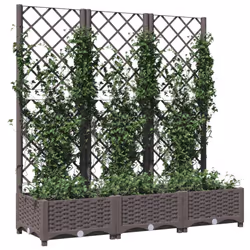 vidaXL Garden Planter with Trellis Brown PP Outdoor Raised Bed Flower Box