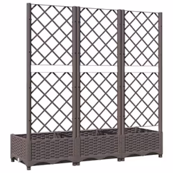 vidaXL Garden Planter with Trellis Brown PP Outdoor Raised Bed Flower Box - Additional view 6