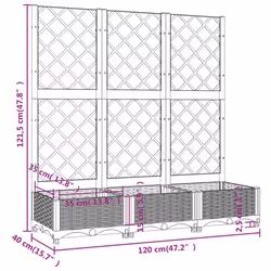 vidaXL Garden Planter with Trellis Brown PP Outdoor Raised Bed Flower Box - Additional view 8