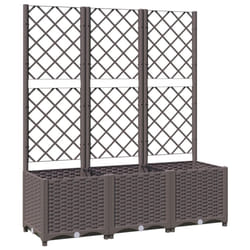 vidaXL Garden Planter with Trellis Brown PP Outdoor Raised Bed Flower Box