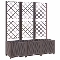 vidaXL Garden Planter with Trellis Brown PP Outdoor Raised Bed Flower Box