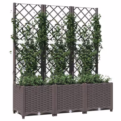 vidaXL Garden Planter with Trellis Brown PP Outdoor Raised Bed Flower Box - Additional view 4