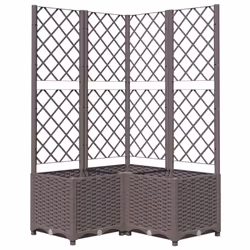 vidaXL Garden Planter with Trellis Brown PP Outdoor Raised Bed Flower Box