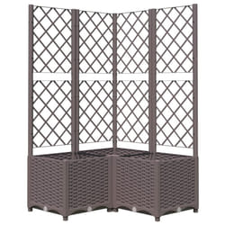 vidaXL Garden Planter with Trellis Brown PP Outdoor Raised Bed Flower Box
