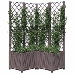 vidaXL Garden Planter with Trellis Brown PP Outdoor Raised Bed Flower Box